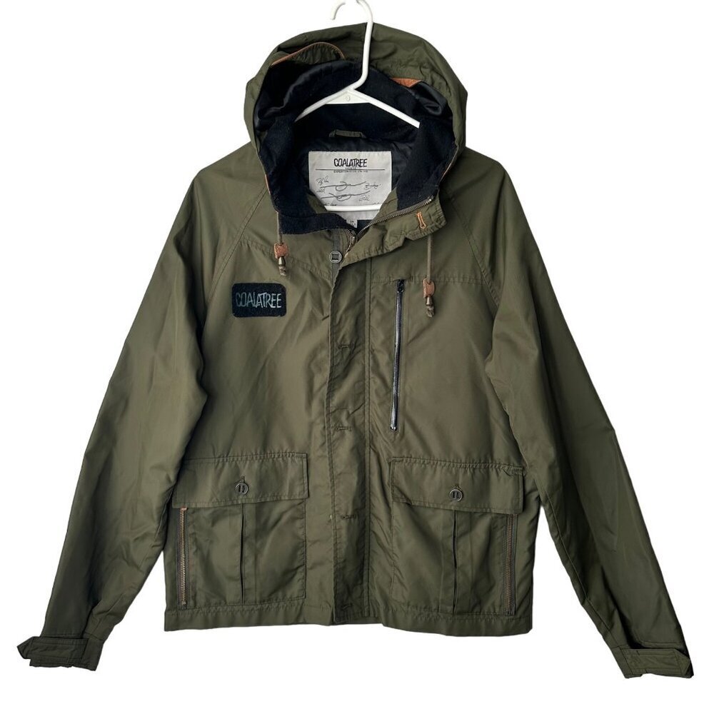 Coalatree Mens Fly Fishing Utility Outdoor Jacket Size S Green Hood Pockets Zip